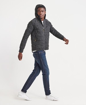 Superdry Storm Quilted Cipzár Férfi Kapucnis Pulóver Fekete | UNAZX1726